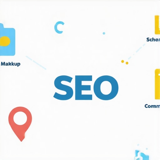 Illustration of local SEO tactics including schema, community, and map pack optimization