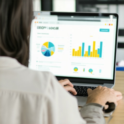 Person analyzing local SEO data on a laptop in an office