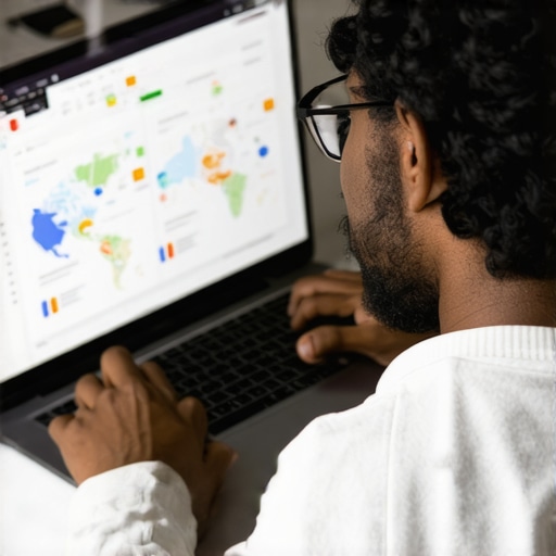 A professional reviewing local SEO analytics and maps to optimize Google Map Pack rankings.