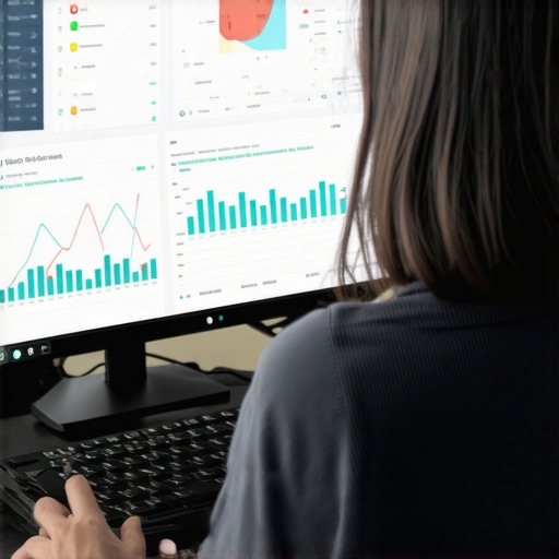 Person working on local SEO analytics on a laptop, with graphs and SEO dashboards in view.
