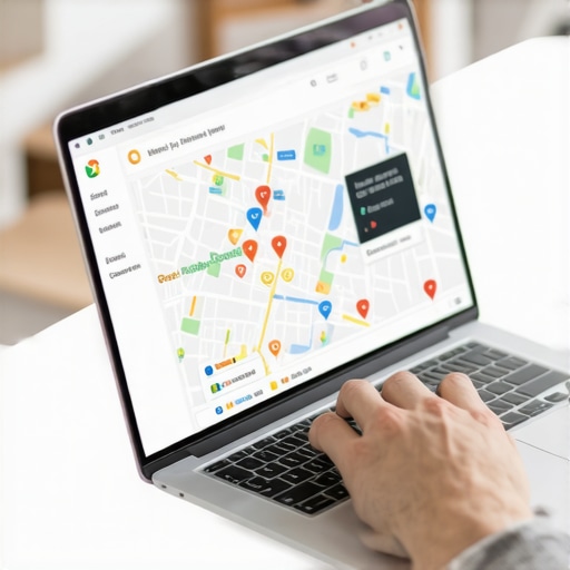 Person using SEO tools on a laptop to maintain Google Maps rankings.