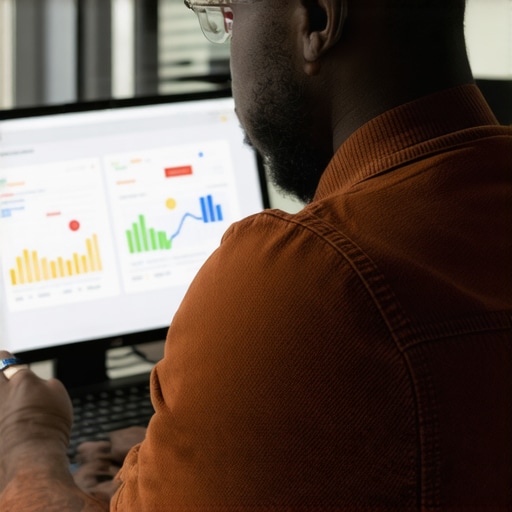 Business owner updating GMB profile on a desktop computer.