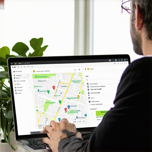 Business owner managing local listings on a computer