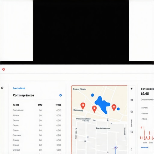 A close-up of a computer screen showing local SEO performance metrics and maps