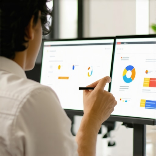 Professional optimizing Google My Business profile with analytics and citation management tools.