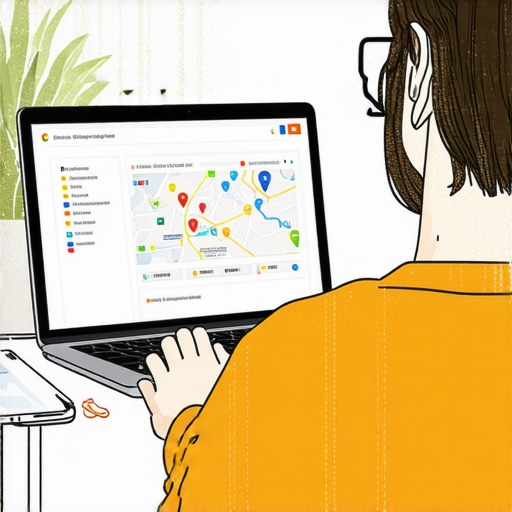 Optimizing GMB Profile for Local SEO Business owner working on Google My Business profile with analytics on the screen.