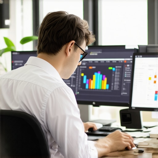 Person analyzing local SEO tools on a computer to maintain Google Maps rankings.
