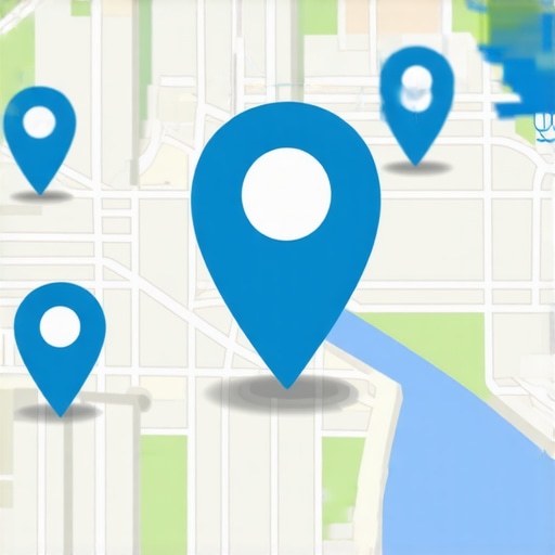 Digital map with markers demonstrating complex local SEO signals