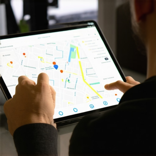 SEO expert reviewing local map signals on a tablet.