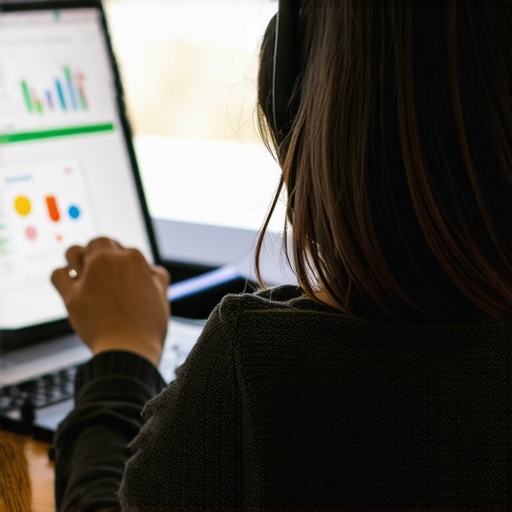 Professional analyzing local SEO metrics and GMB dashboard