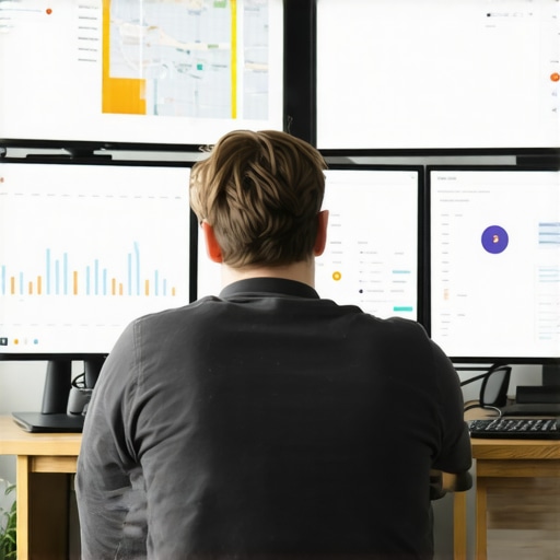 Person monitoring local SEO performance across various analytics dashboards.