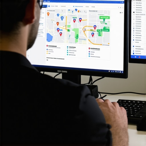 Monitoring Map Pack Rankings A person analyzing local SEO data on a desktop computer